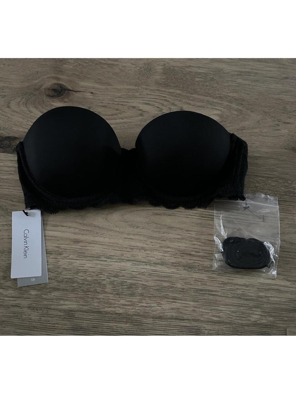 Calvin Klein Seductive Comfort Lace Strapless Lift Multiway Bra QF1437 30C Black